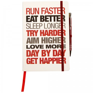 Motivational Notebook - Hardback A5 White/Red